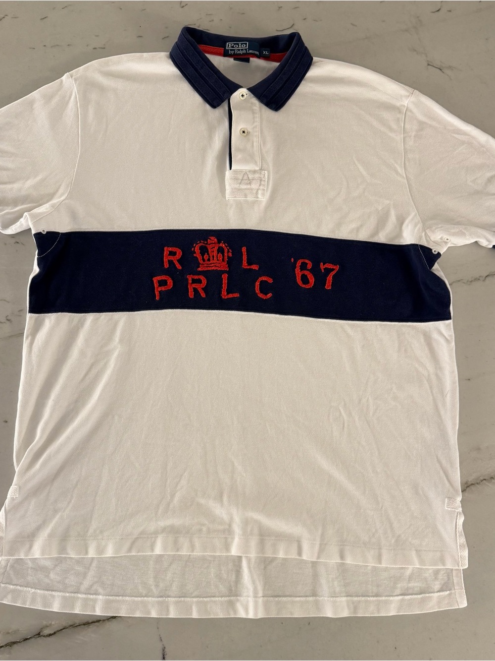 Polo Ralph Lauren Embroidered PRLC ‘67 Colorblock White Polo Shirt Men’s XL